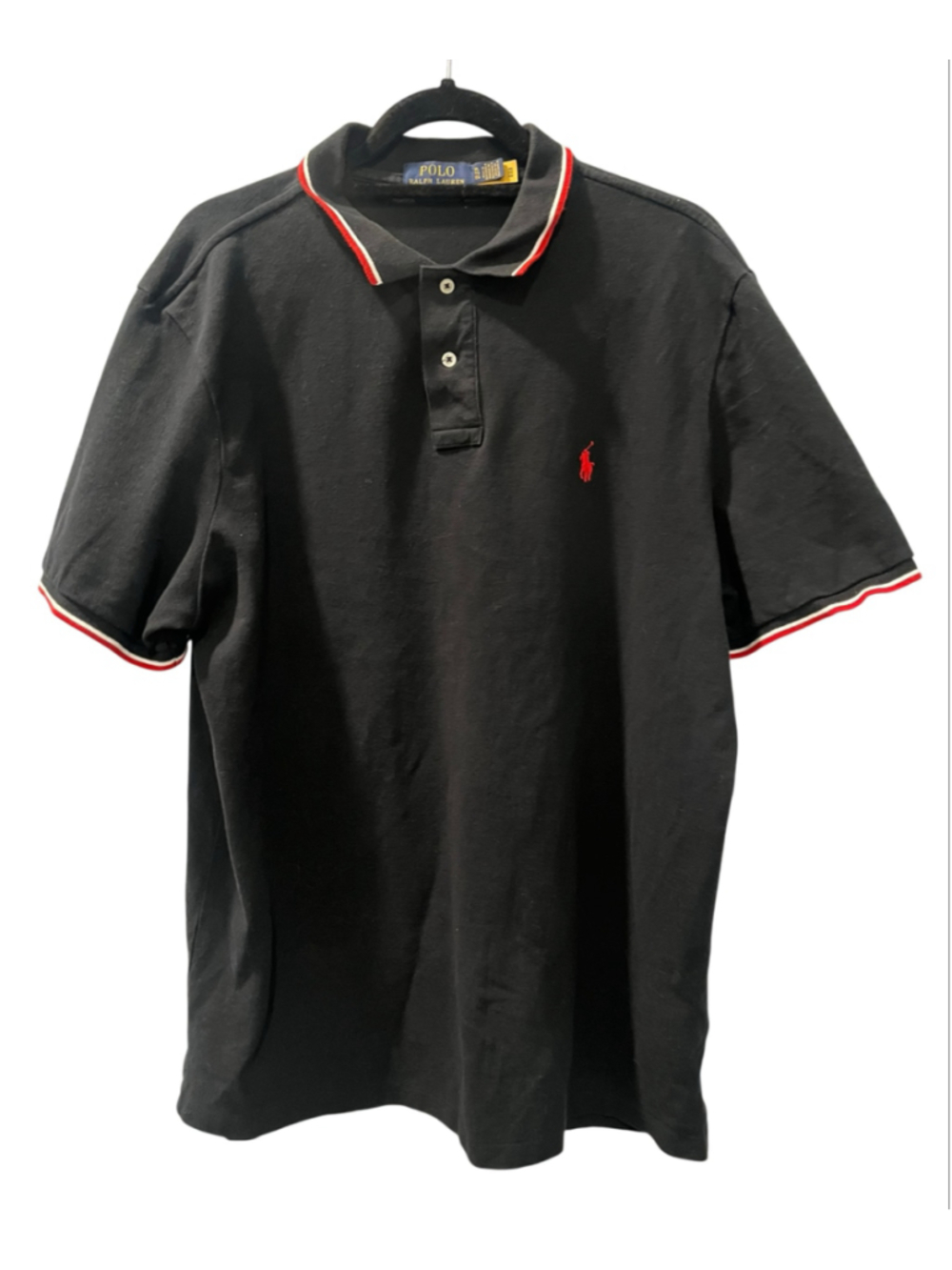 Polo Ralph Lauren Shirt Mens XL Black Mesh Tipped Collar Red Pony Classic Fit